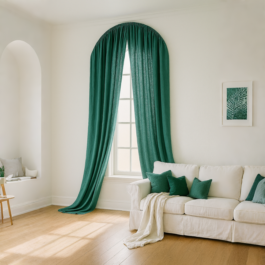 Natural Earthy Green Linen Curtain Panels  11 Colors（1 Panel）