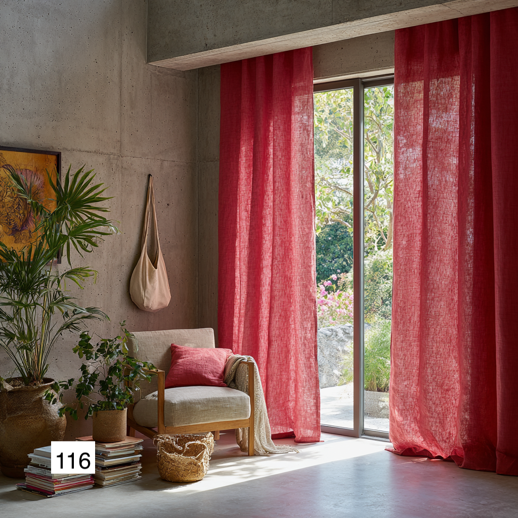 Statement Red Linen Curtains for Elegant Spaces 8 colors（1 Panel）