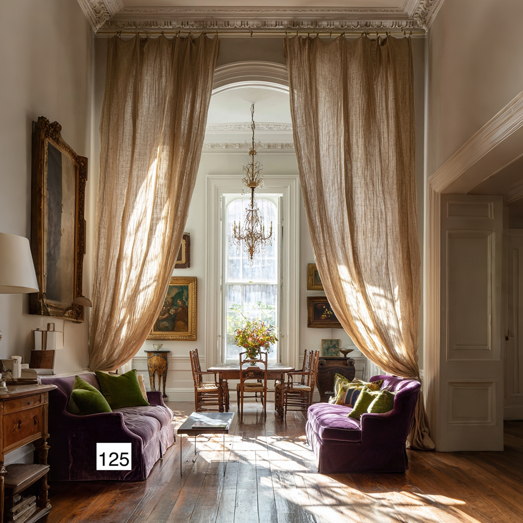 Handmade Linen Curtain Panel: French Style Drapes, Custom Length（1 Panel）