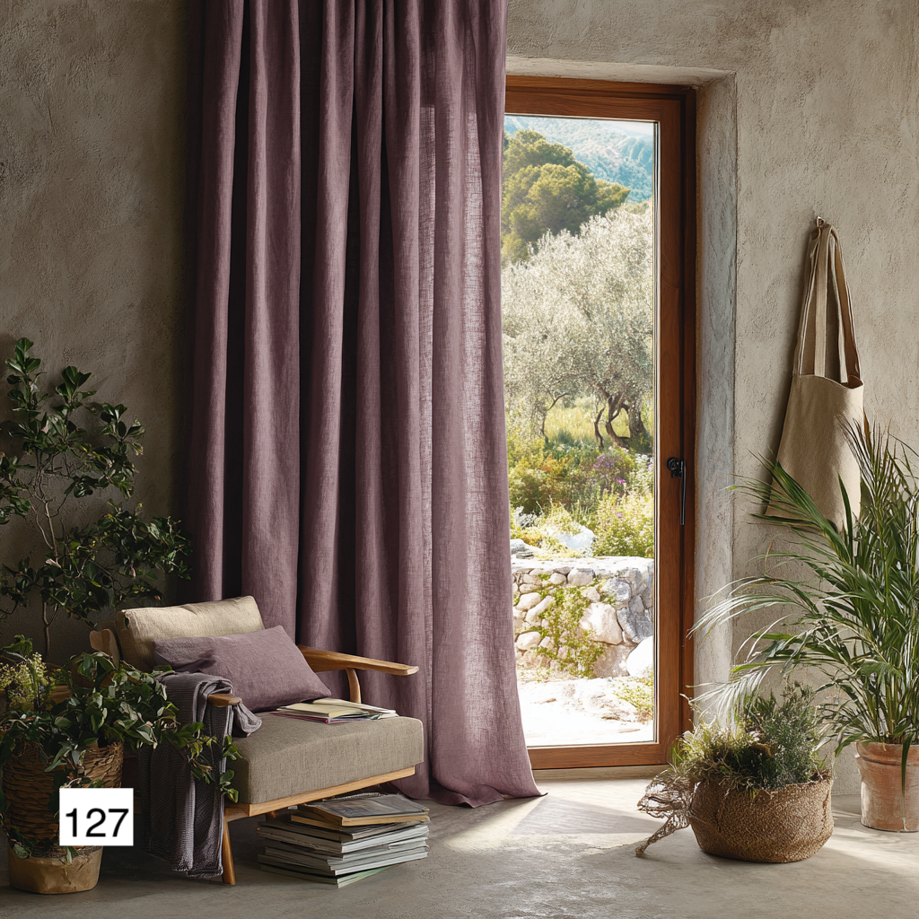 Romantic Lavender Purple Linen Curtains - Soft Aesthetic 7 colors（1 Panel）