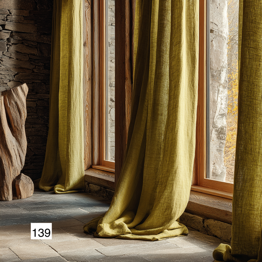 Natural Earthy Green Linen Curtain Panels  11 Colors（1 Panel）