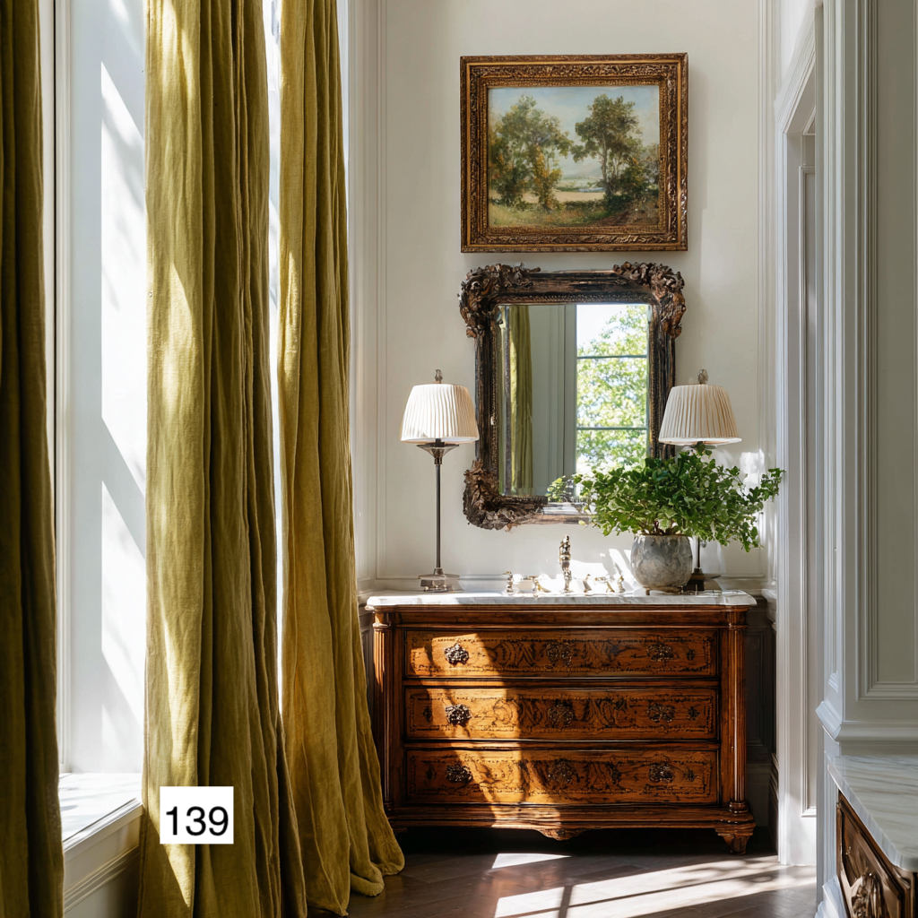 Classic American Vintage Linen Curtains - 9 Retro Colors（1 Panel）