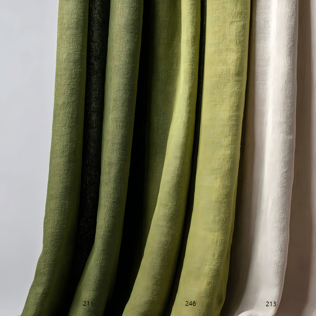 Natural Earthy Green Linen Curtain Panels  11 Colors（1 Panel）