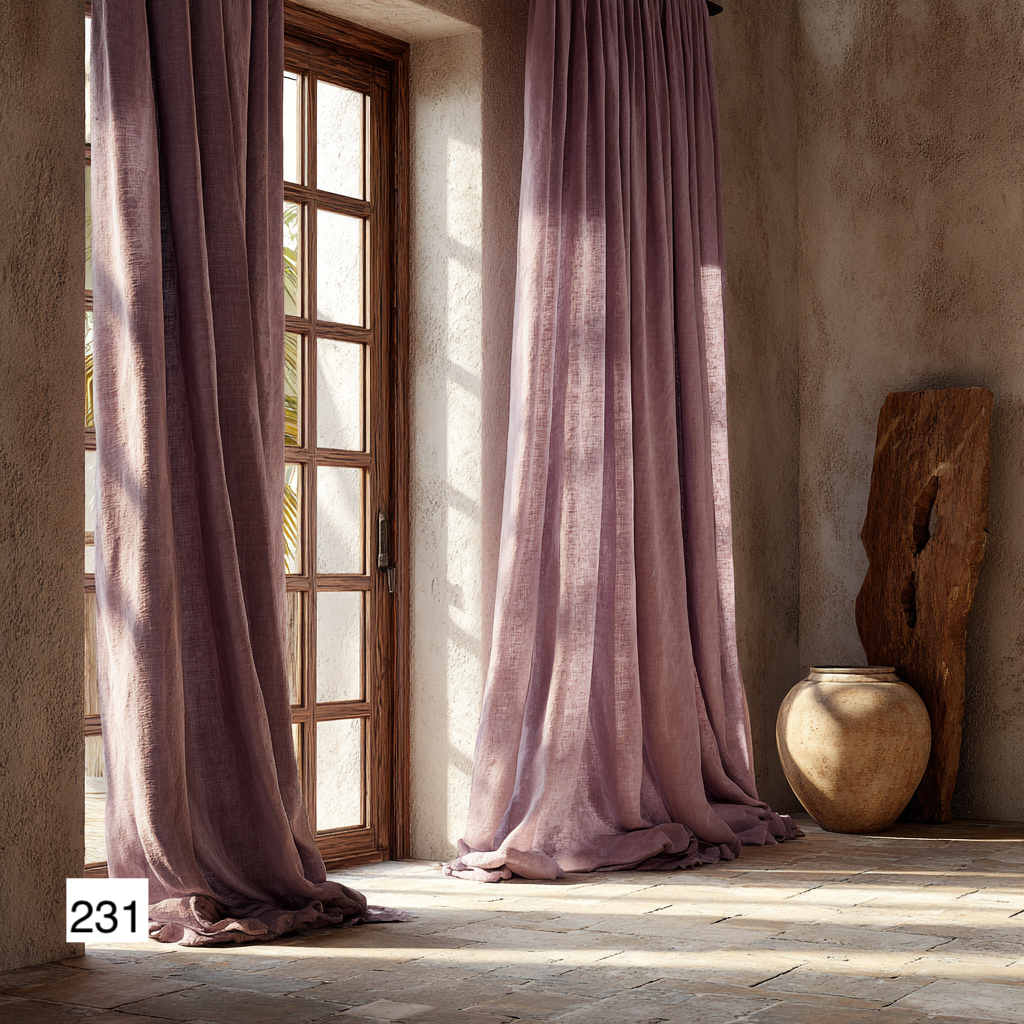 Romantic Lavender Purple Linen Curtains - Soft Aesthetic 7 colors（1 Panel）
