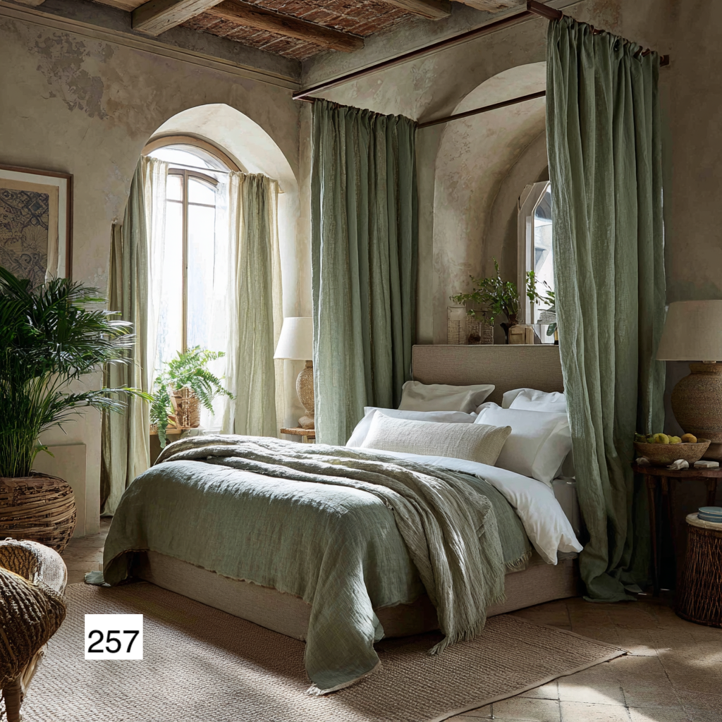 Natural Earthy Green Linen Curtain Panels  11 Colors（1 Panel）