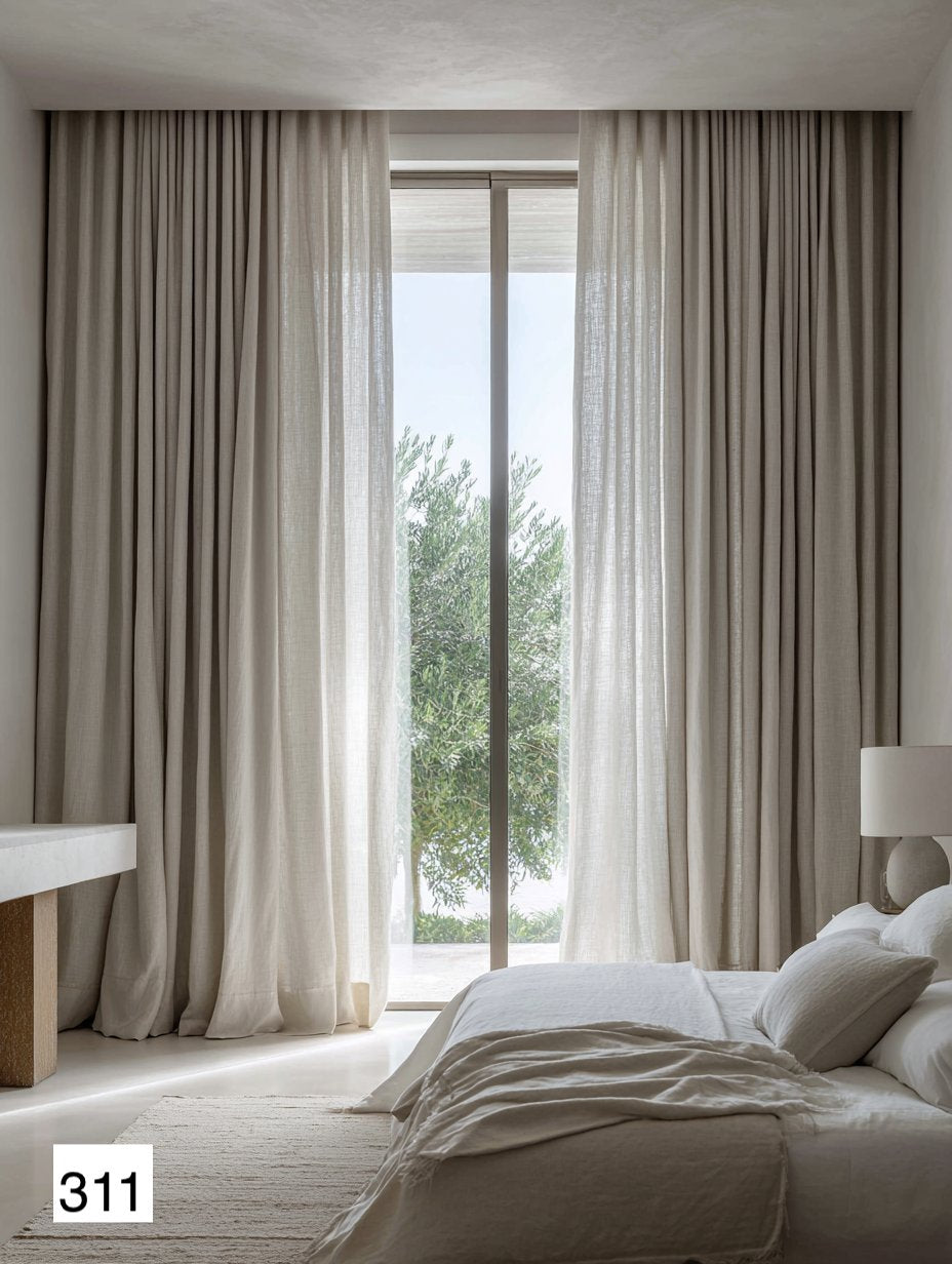 Quiet Luxury Beige Linen Curtains - Timeless "Old Money" Aesthetic 8 colors（1 Panel）