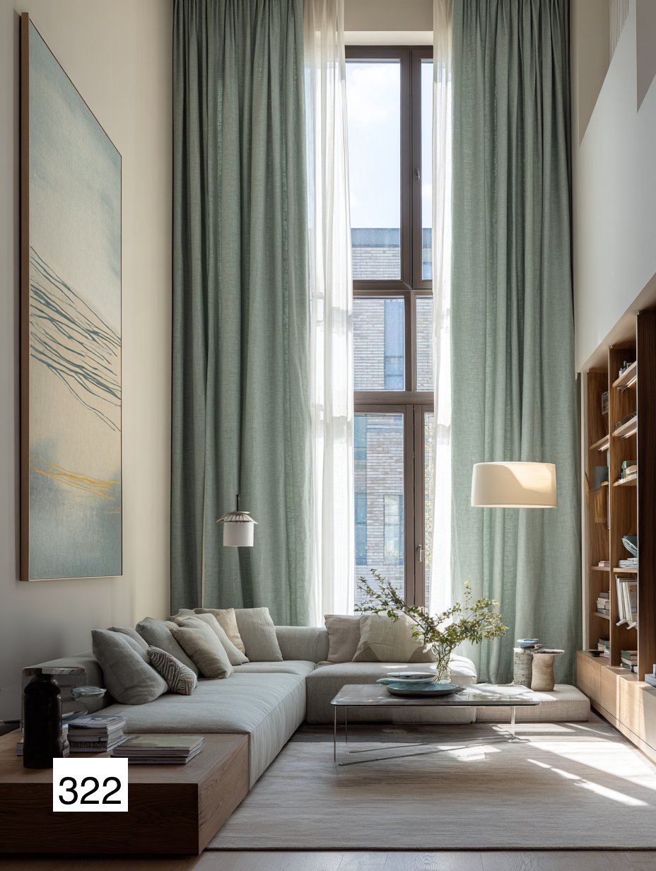 Contemporary Green Linen Drapes - Modern Home Decor 8 colors（1 Panel）