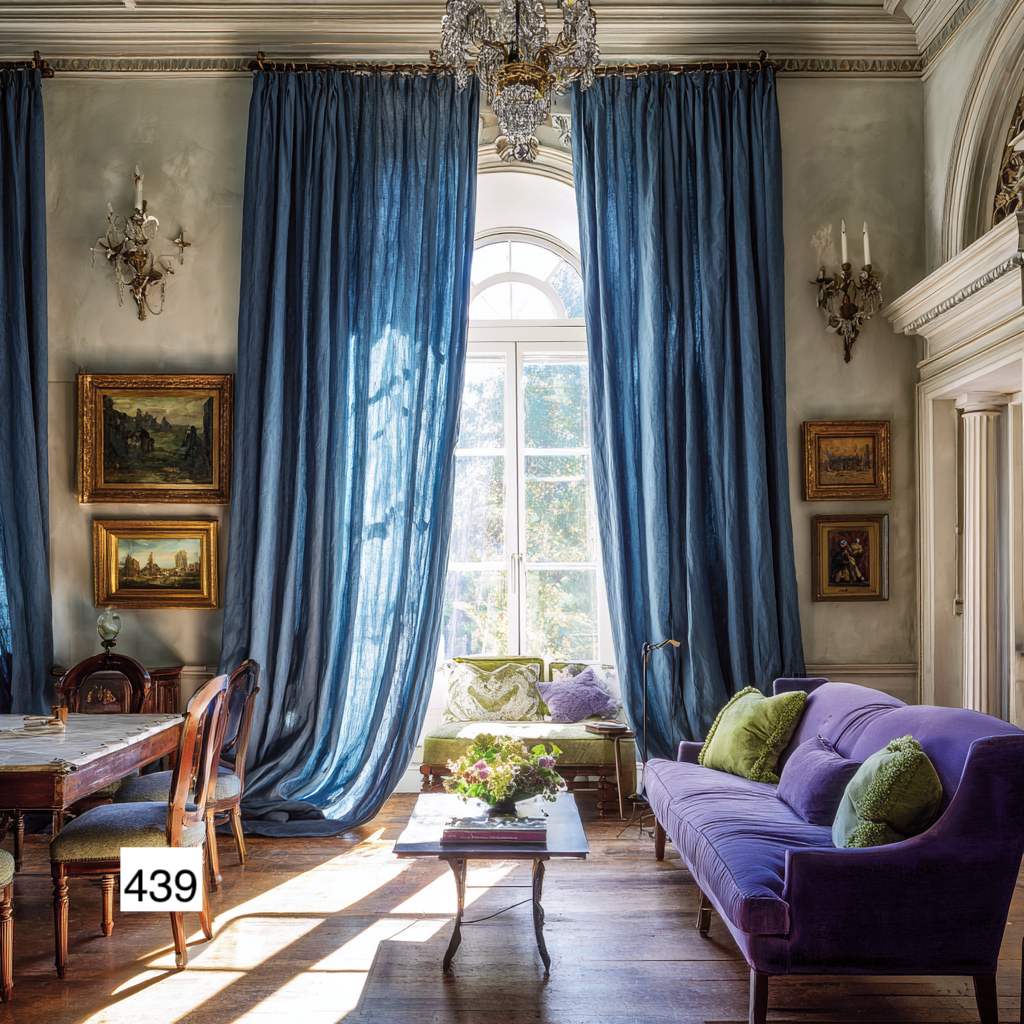 Classic French Dusty Blue Linen Drapes: Timeless Elegance（1 Panel）