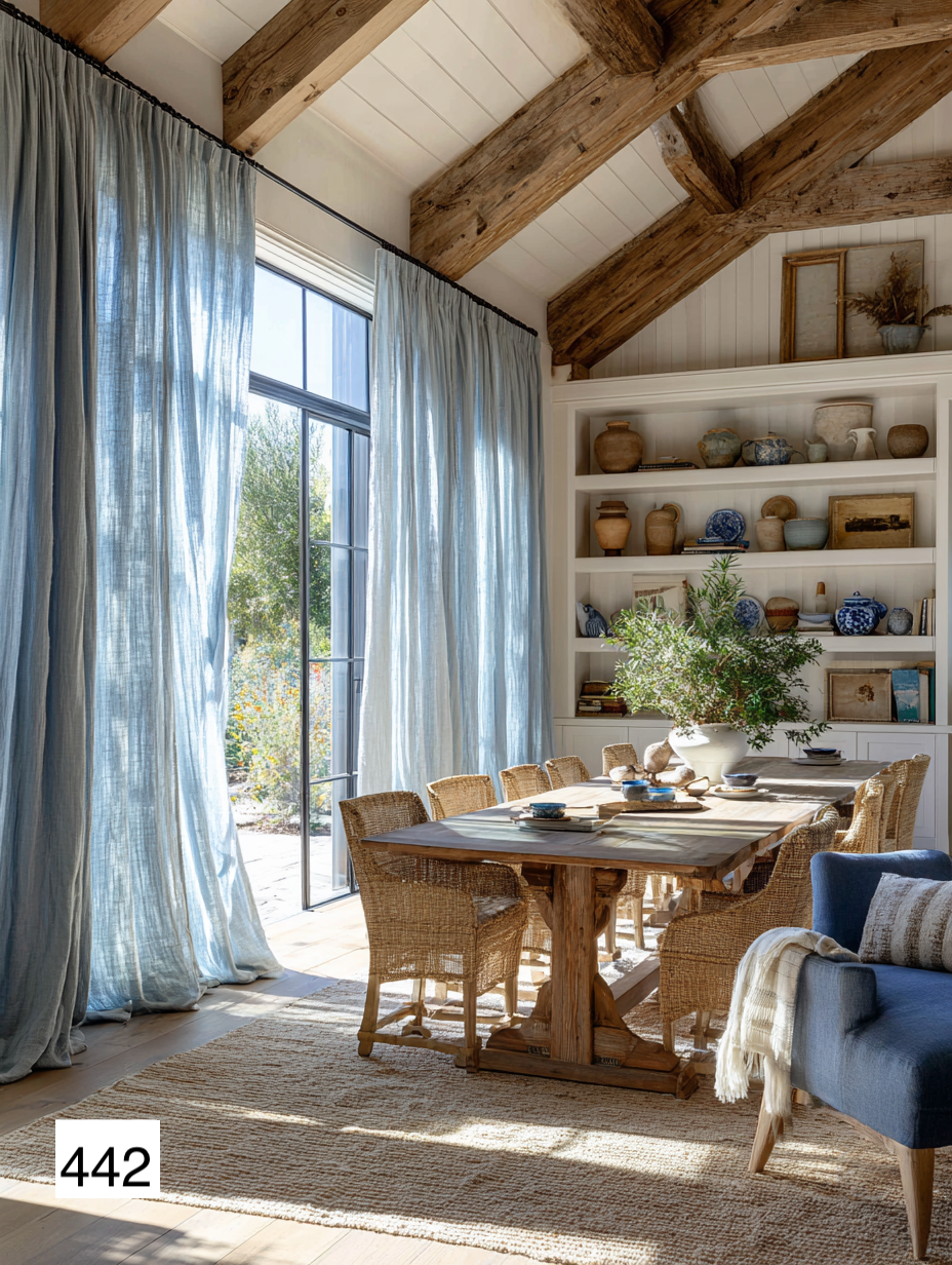 Rustic Farmhouse Blue Linen Drapes for Cozy Living 8 colors（1 Panel）