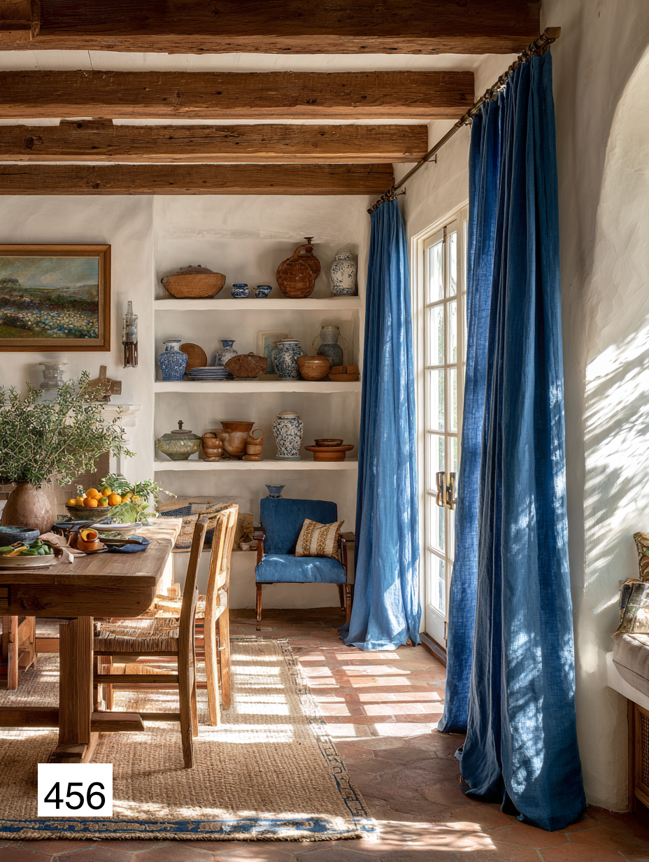 Rustic Farmhouse Blue Linen Drapes for Cozy Living 8 colors（1 Panel）