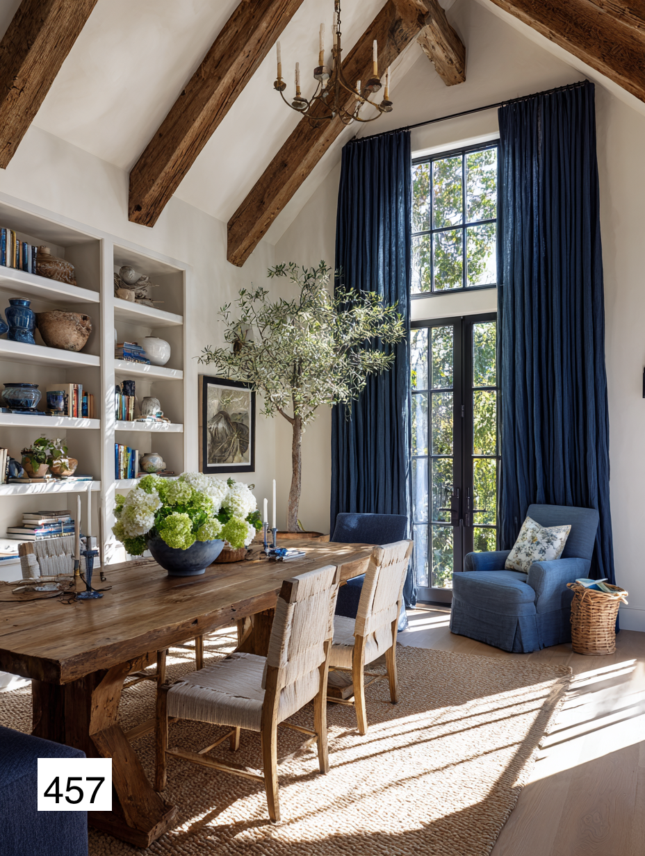 Rustic Farmhouse Blue Linen Drapes for Cozy Living 8 colors（1 Panel）