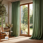 Natural Earthy Green Linen Curtain Panels  11 Colors（1 Panel）