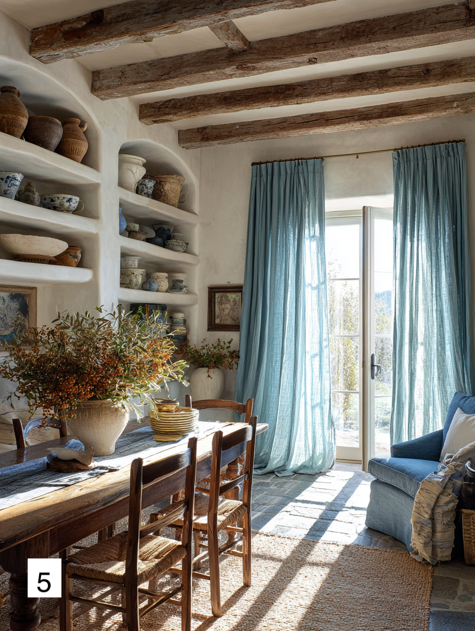 Rustic Farmhouse Blue Linen Drapes for Cozy Living 8 colors（1 Panel）