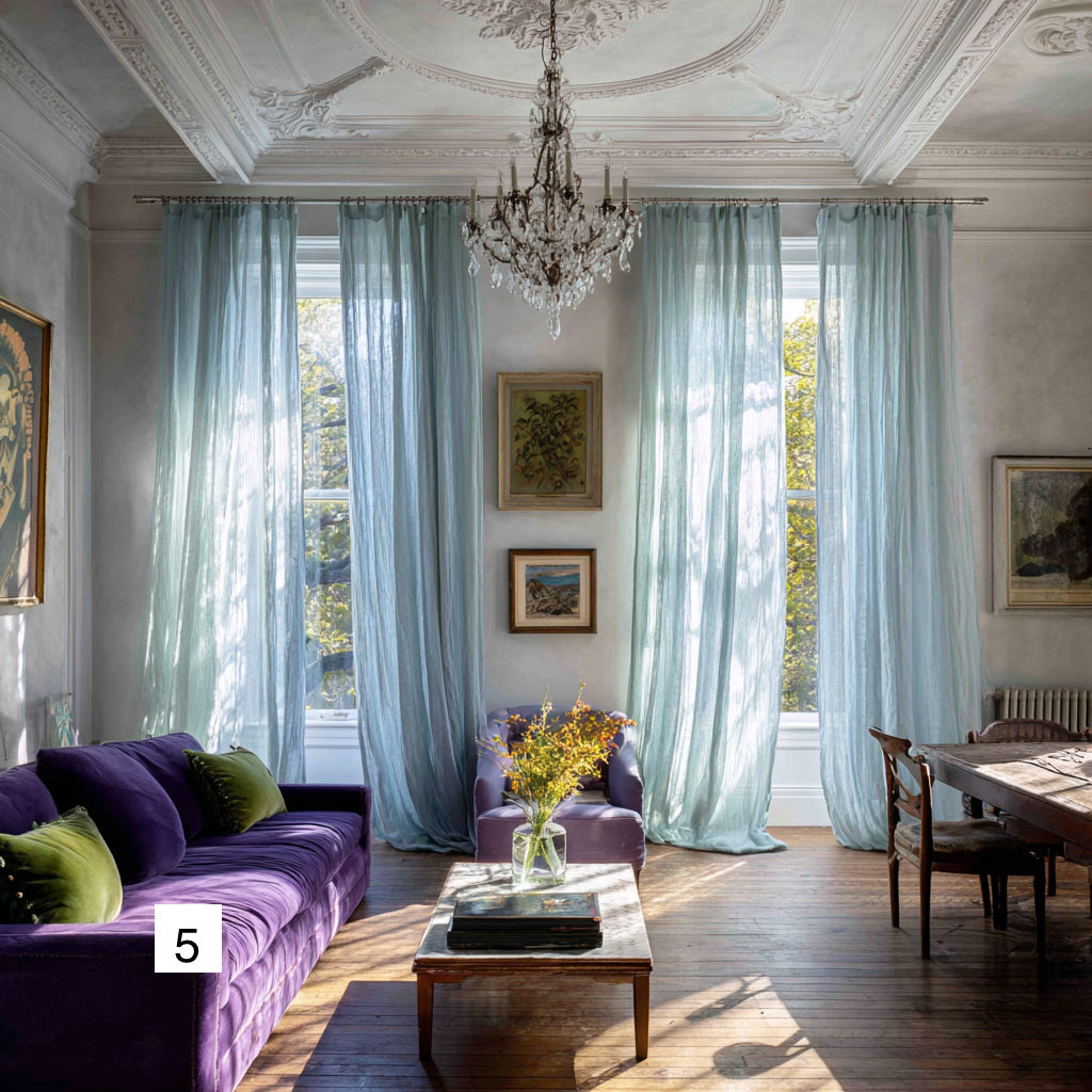 Classic French Dusty Blue Linen Drapes: Timeless Elegance（1 Panel）