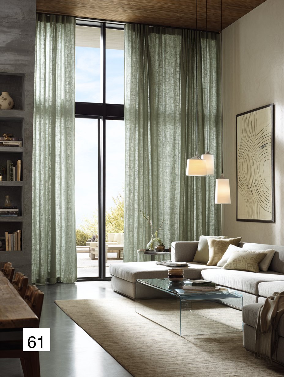 Contemporary Green Linen Drapes - Modern Home Decor 8 colors（1 Panel）