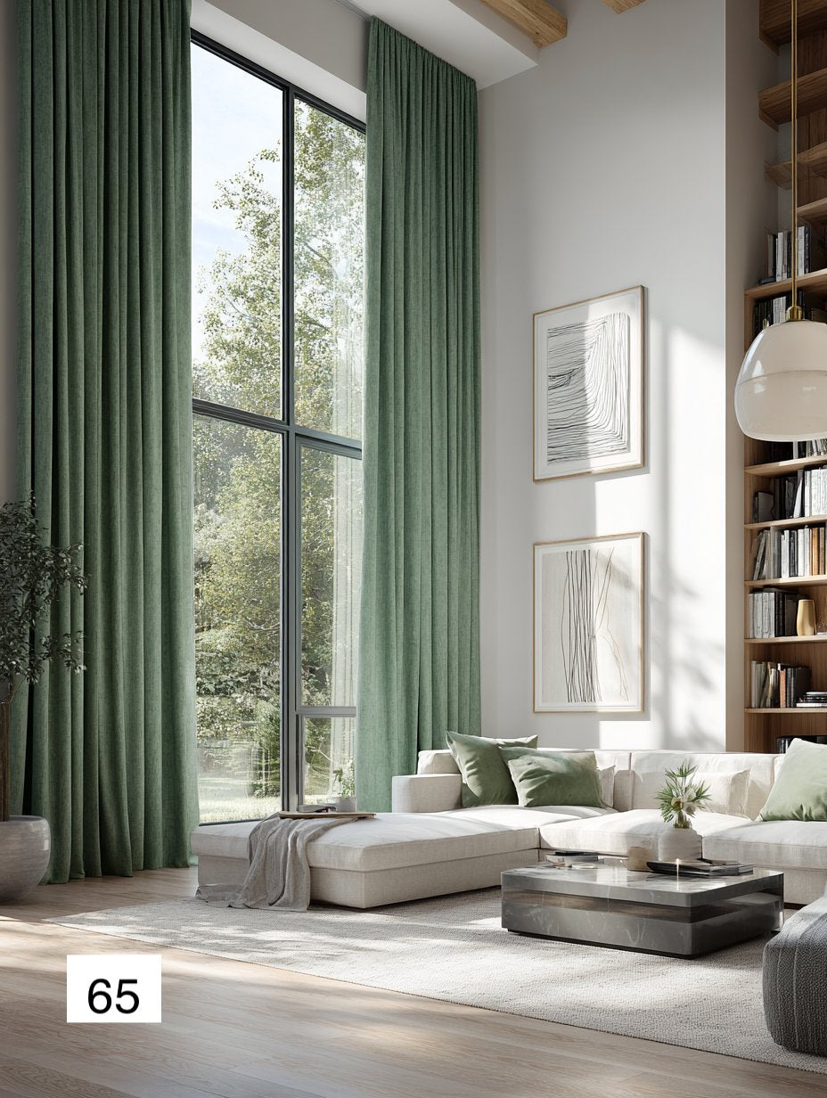 Contemporary Green Linen Drapes - Modern Home Decor 8 colors（1 Panel）