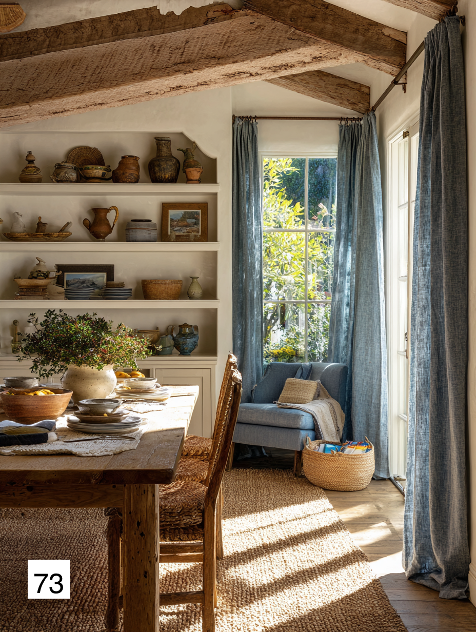 Rustic Farmhouse Blue Linen Drapes for Cozy Living 8 colors（1 Panel）
