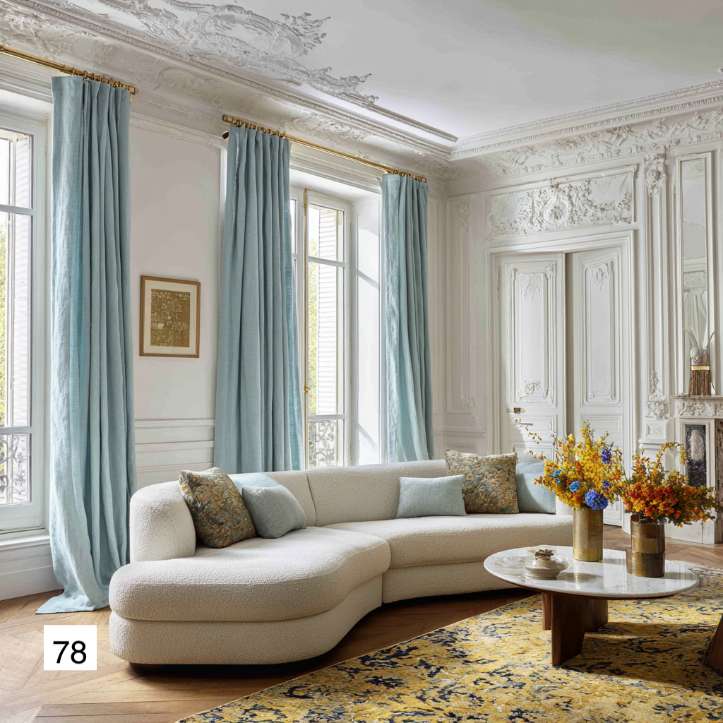 Classic French Navy Blue Linen Drapes: Timeless Elegance（1 Panel）