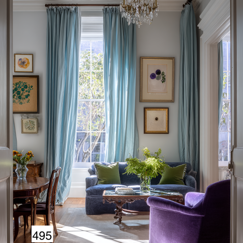 Classic French Dusty Blue Linen Drapes: Timeless Elegance（1 Panel）