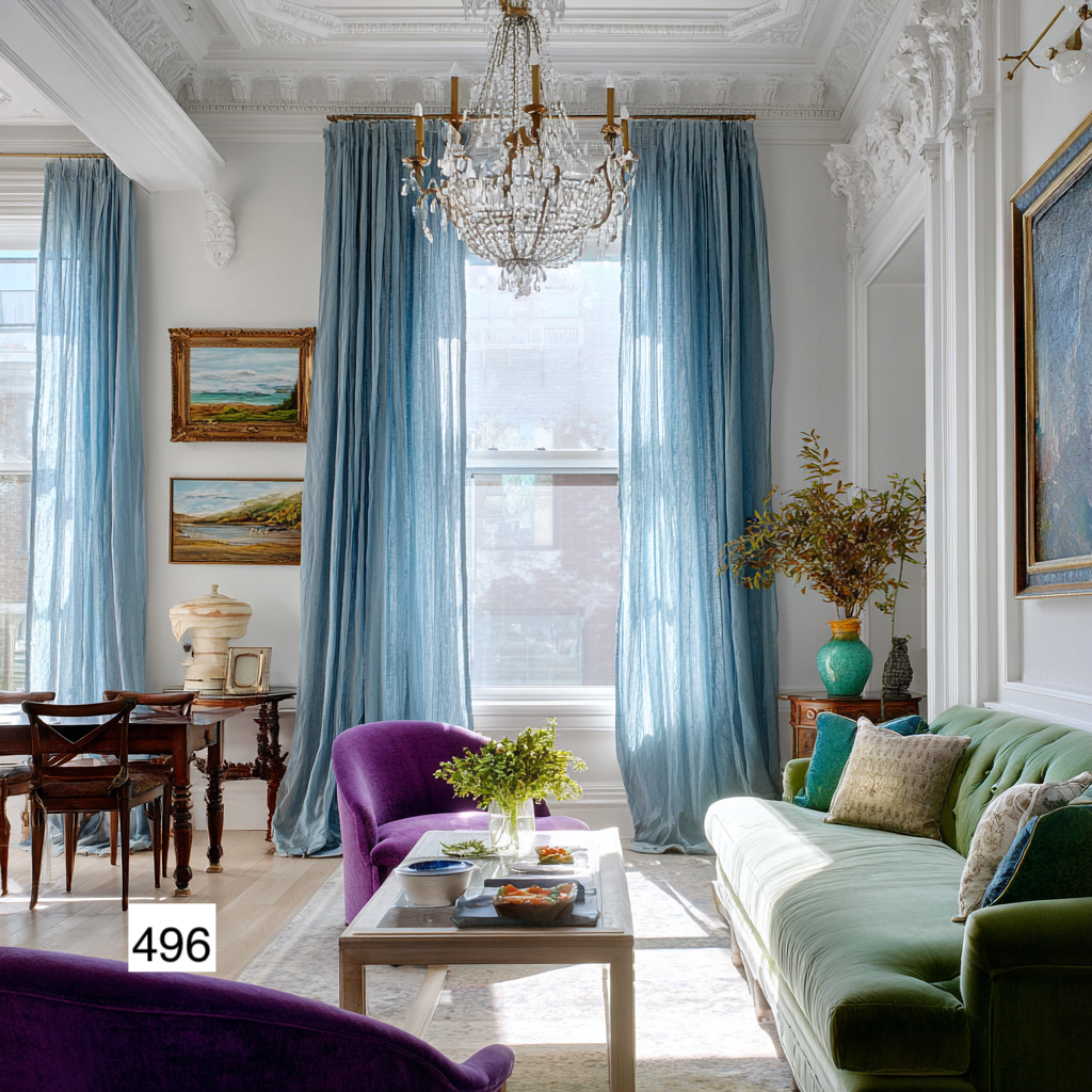 Classic French Dusty Blue Linen Drapes: Timeless Elegance（1 Panel）