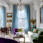 Classic French Dusty Blue Linen Drapes: Timeless Elegance（1 Panel）