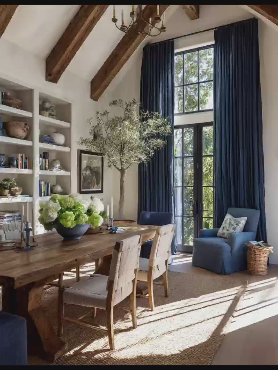 Rustic Farmhouse Blue Linen Drapes for Cozy Living 8 colors（1 Panel）