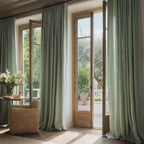 Natural Earthy Green Linen Curtain Panels  11 Colors（1 Panel）