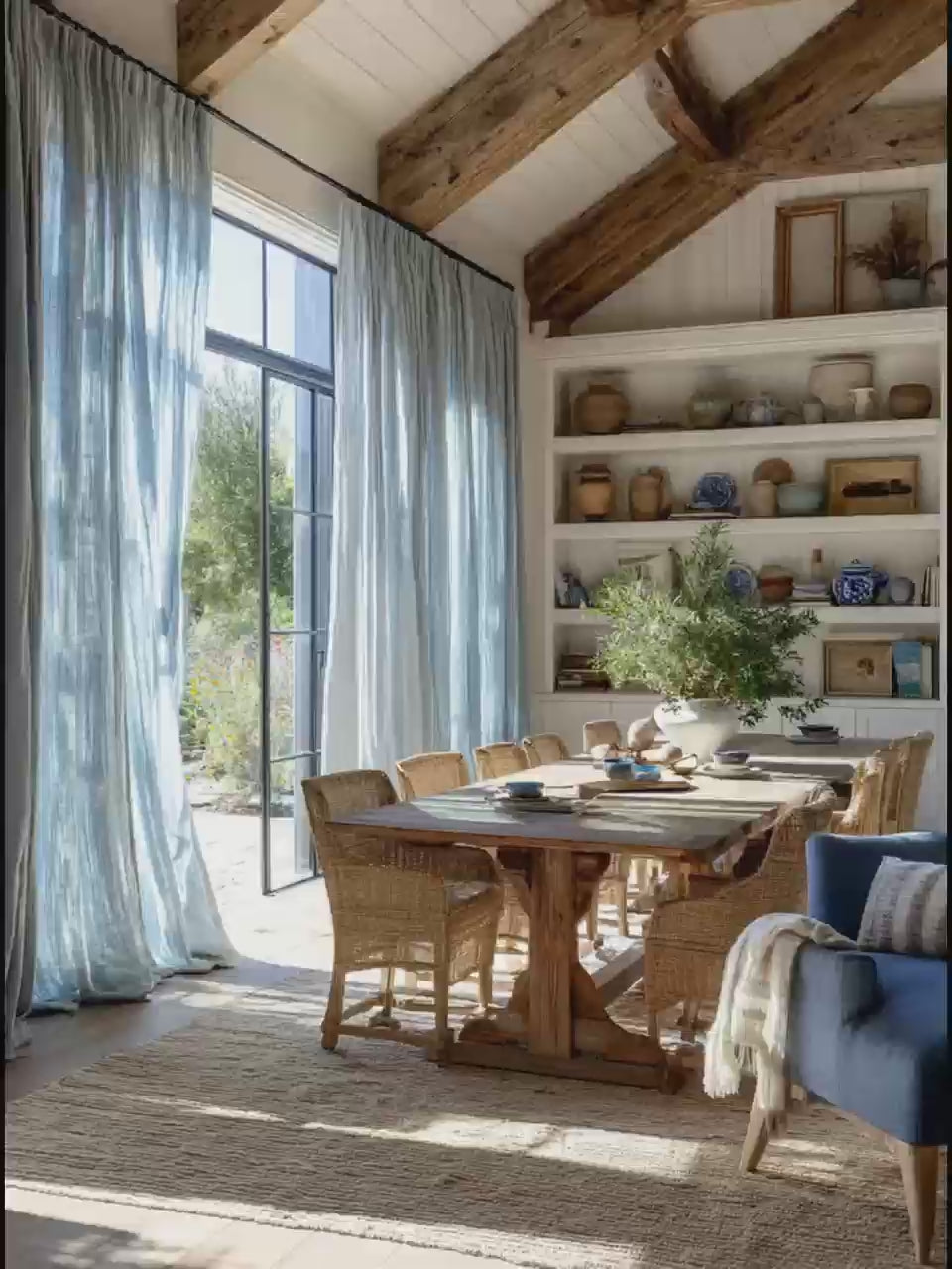 Rustic Farmhouse Blue Linen Drapes for Cozy Living 8 colors（1 Panel）