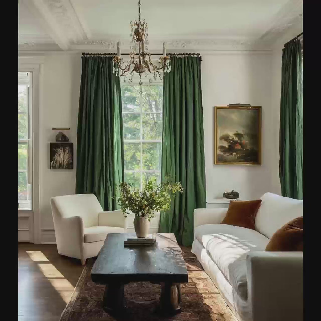 Classic American Vintage Linen Curtains - 9 Retro Colors（1 Panel）